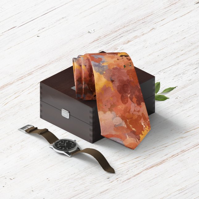 Cravate Moderne chic Abstrait en terre cuite rouille Brown (Créateur téléchargé)