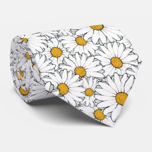 Cravate Moderne Chic Ornate Daisy Motif Floral Aquarelle