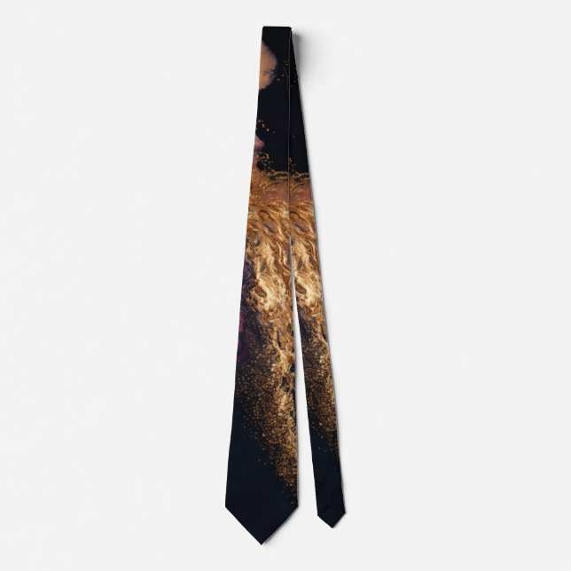 Cravate Moderne Élégant Violet Sarcelle Noir Marbre Agate  (Devant)