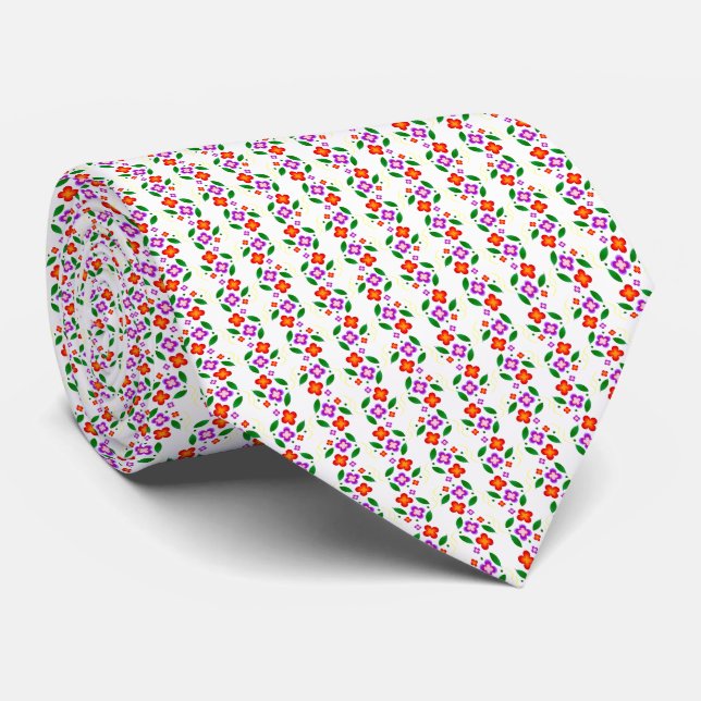 Cravate Moderne Floral Vibrant Sans Couture Botanique Lumi (Roulé)