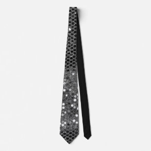 Cravate Moderne gris argenté paillettes glamour scintillem