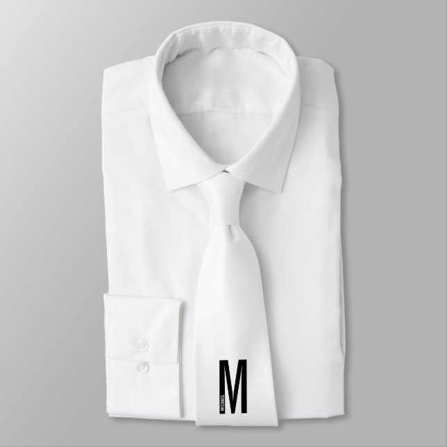 Cravate Moderne Monogramme et Nom Personnalisés Gras (Attaché)