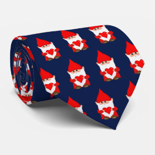 Cravate Moderne motif de lutin de Noël mignon sur bleu mar