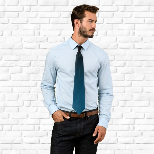 Cravate Moderne Ombré Bleu Océan Noir (Modern Black Ocean Blue Ombre Neck Tie)