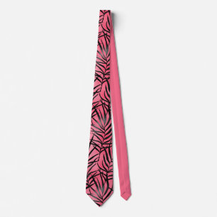Cravate Moderne Pink Black Foliing Motif élégant