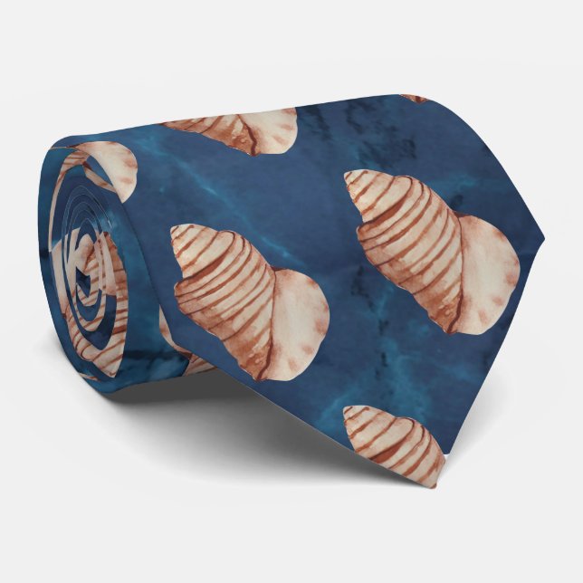 Cravate moderne Sea Blue Seashell (Roulé)