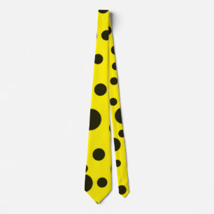 Cravate Moderne Simple Noir pois motif jaune point