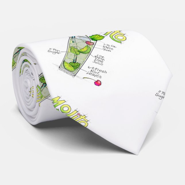 CRAVATE - MOJITO RECEPE COCKTAIL ART (Roulé)