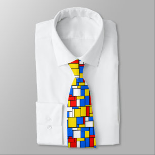 Cravate Mondrian a inspiré le motif jaune bleu rouge de