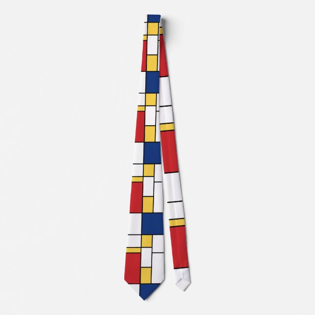 Cravate Mondrian Abstract Art Minimalist Primary Colors (Devant)