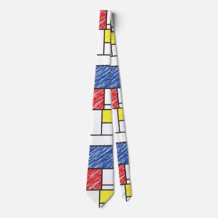 Cravate Mondrian Gribouillages Minimaliste Art Moderne De 