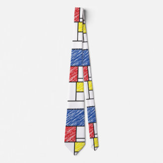 Cravate Mondrian Gribouillages Minimaliste Art Moderne De 