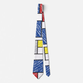 Cravate Mondrik Scribbles Minimalist De Stijl Art Moderne