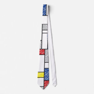 Cravate Mondrik Scribbles Minimalist De Stijl Art Moderne