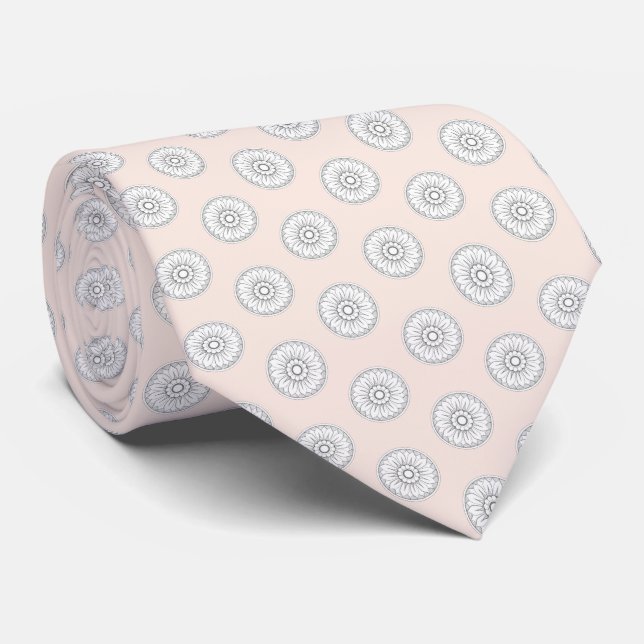 Cravate Monogram Gray and Pink Modern Medallion Pattern (Roulé)
