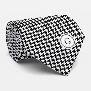 Cravate Monogramme blanc noir chic de motif de