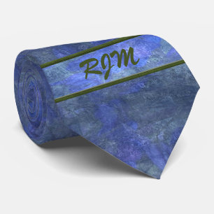 Cravate Monogramme Bleu de Larkspur inspiré