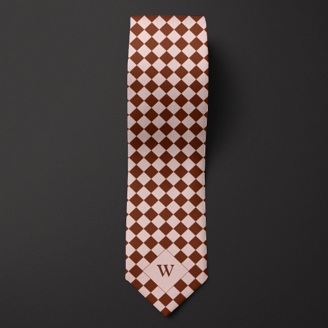 Cravate Monogramme Brown décontracté À damiers (Créateur téléchargé)
