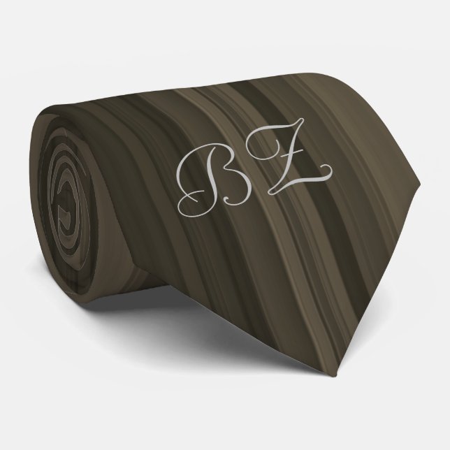 Cravate Monogramme Brown teintes Pinstripe (Roulé)