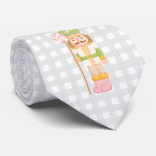 Cravate Monogramme Casse-Noisette Gingham Pastel