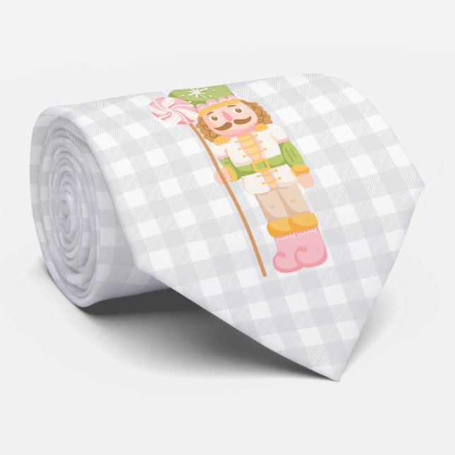 Cravate Monogramme Casse-Noisette Gingham Pastel (Roulé)