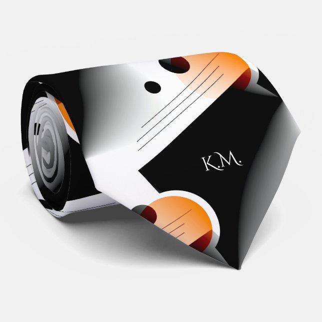 Cravate Monogramme Chic Géométrique Moderne Flamboyant (Roulé)