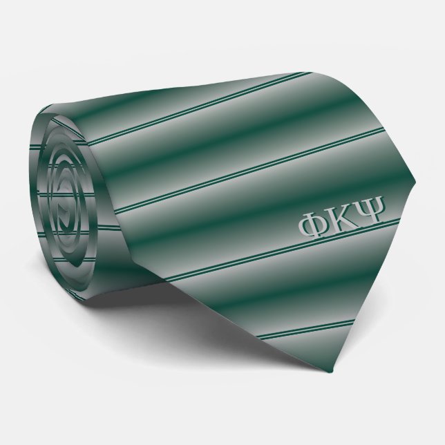 Cravate Monogramme Classic Stripes dans Forest Green & Gre (Roulé)