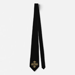 Cravate Monogramme classique or Fleur De Lis noir