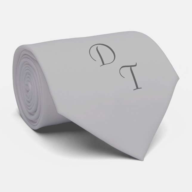 Cravate Monogramme couleur solide gris argenté (Roulé)