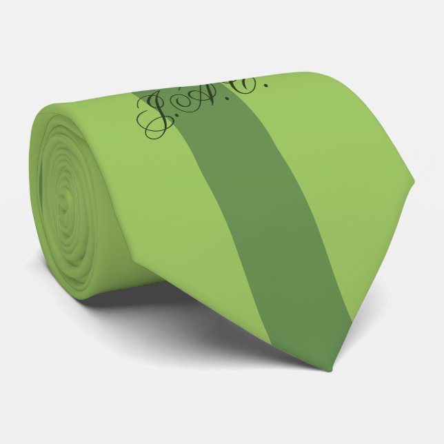 Cravate Monogramme de bande verte (Roulé)