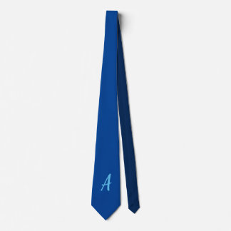 Cravate Monogramme de calligraphie bleu profond minimalist