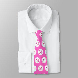 Cravate Monogramme de point rose Polka