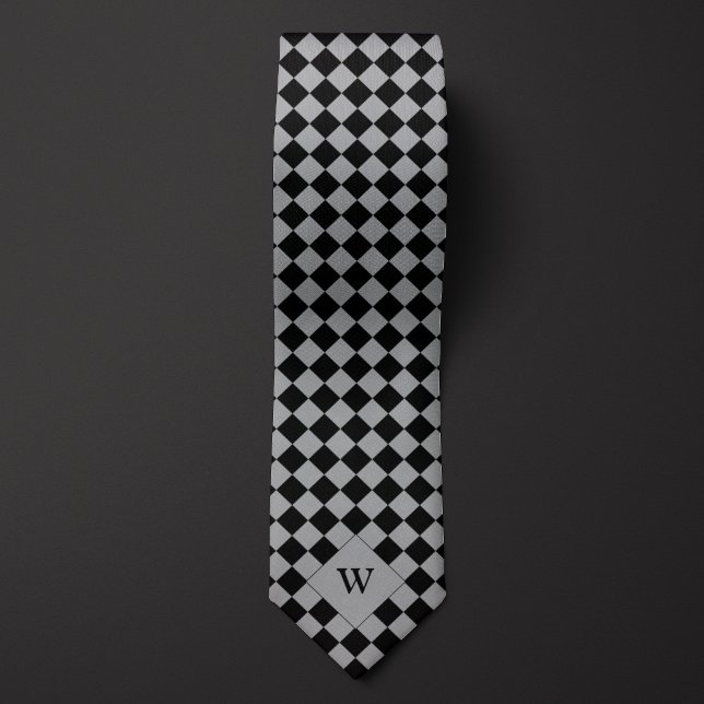 Cravate Monogramme décontracté À damiers noir (Créateur téléchargé)