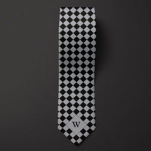 Cravate Monogramme décontracté À damiers noir
