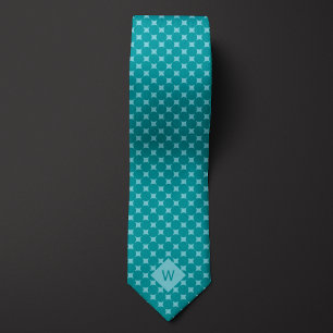 Cravate Monogramme décontracté Cercles Turquoises