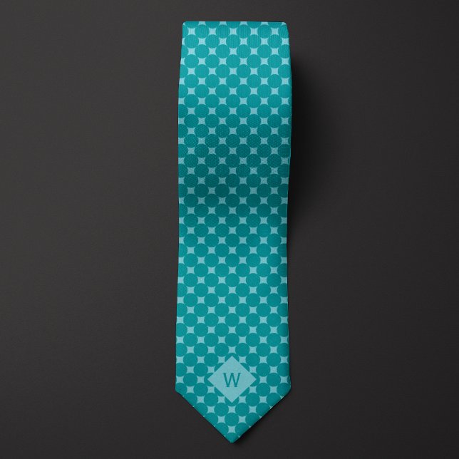 Cravate Monogramme décontracté Cercles Turquoises (Créateur téléchargé)