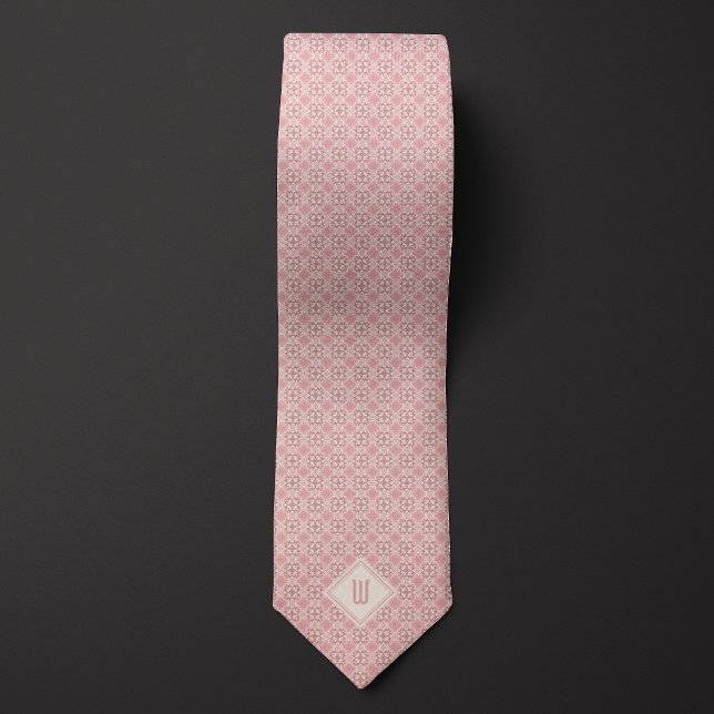 Cravate Monogramme d'inspiration botanique rose (Créateur téléchargé)
