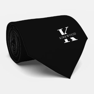 Cravate Monogramme Élégant   Noir Blanc