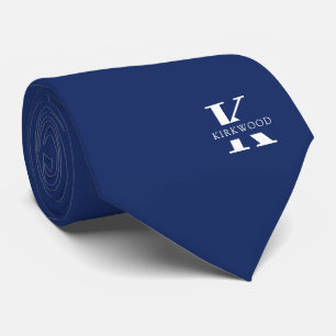 Cravate Monogramme élégant + Nom bleu marine Sur un cô
