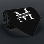 Cravate Monogramme et nom élégants personnalisés<br><div class="desc">Monogramme et cadeaux de nom élégants personnalisés avec monogramme personnalisé dans le style de police serif classique avec boîte de nom au milieu du monogramme.</div>