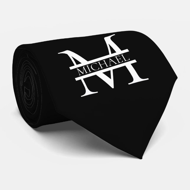 Cravate Monogramme et nom élégants personnalisés (Roulé)