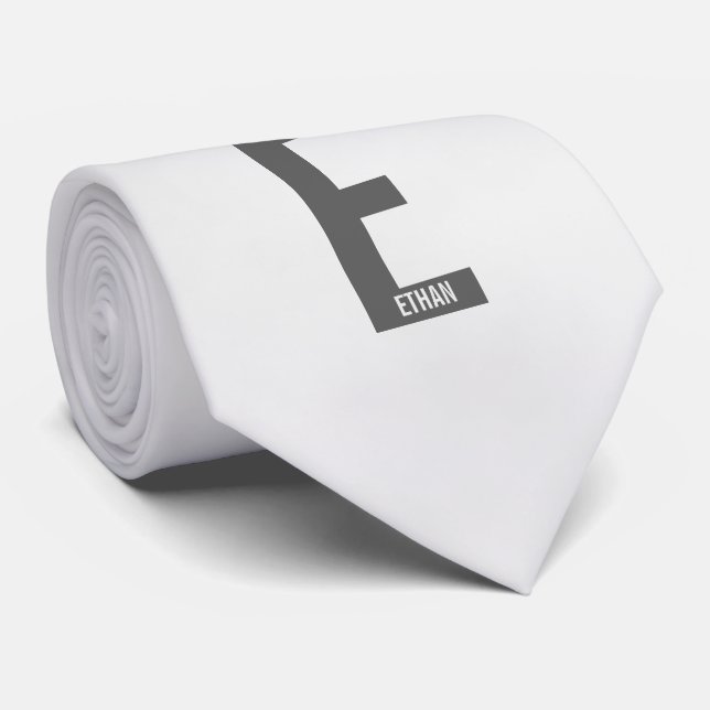 Cravate Monogramme et nom gras personnalisés modernes (Roulé)