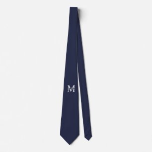 Cravate Monogramme et nom personnalisés bleu marine