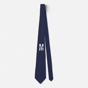 Cravate Monogramme et nom personnalisés bleu marine