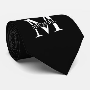 Cravate Monogramme et nom personnalisés en noir