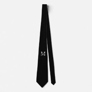 Cravate Monogramme et nom personnalisés en noir
