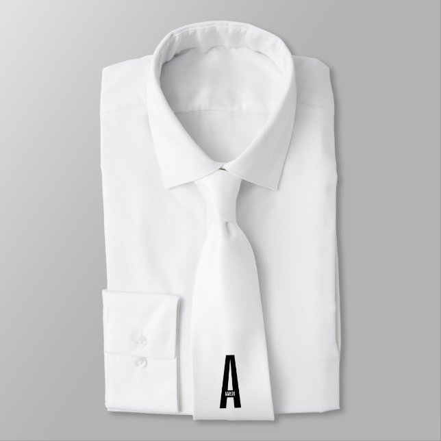 Cravate Monogramme et nom personnalisés gras modernes (Attaché)