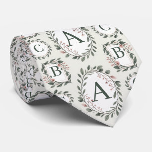 Cravate Monogramme Floral Personnalisé