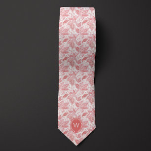 Cravate Monogramme floral rose poussiéreux