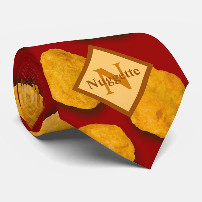 Cravate Monogramme Funny Chicken Nugget Motif (Roulé)